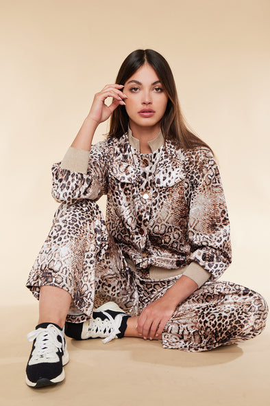 Gold Shimmer Crushed Velvet Cheetah Print Jacket