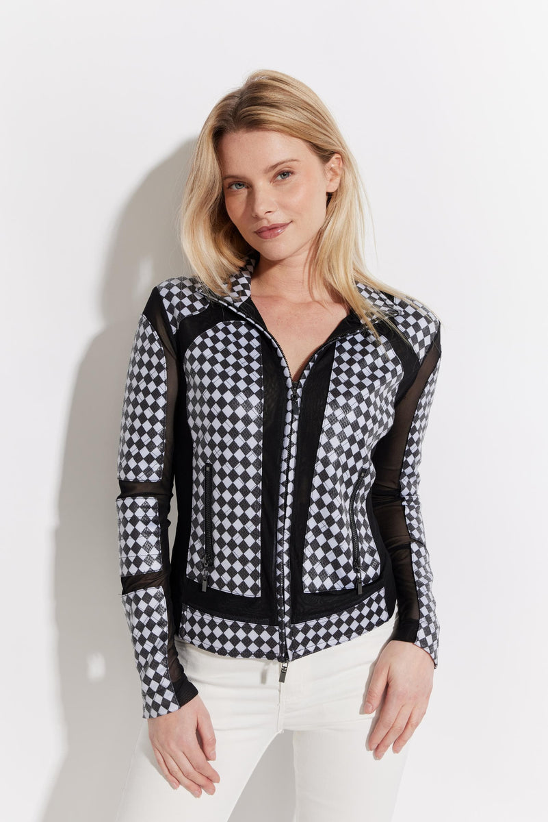 Diamond Pattern Mesh Zip Jacket – OO LA LA!