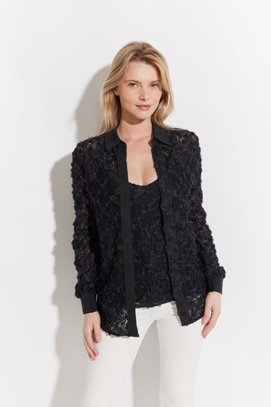 Button Front Lace Long Sleeves Shirt