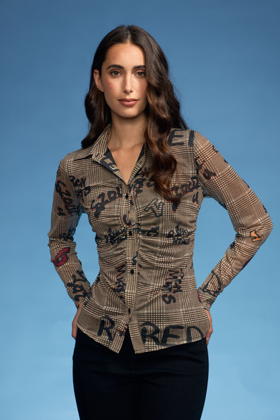 Plaid/Numbers Rushed Mesh Shirt