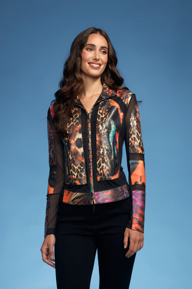 Animal Mix Media Zip Scuba Jacket