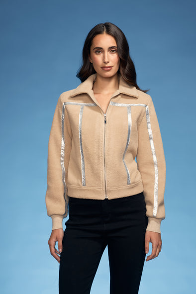 Sherp Zip Jacket with Patent Pleather Combo