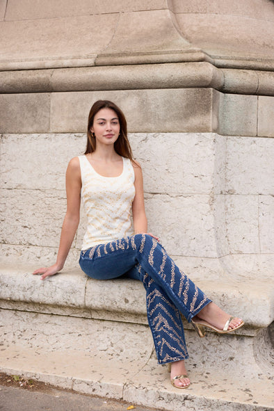 Gold Studded Details Knit Tank