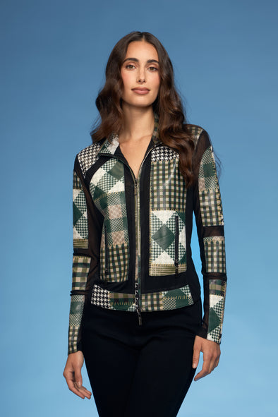 Houndstooth Mix Media Scuba Jacket