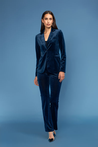 One Button Corduroy/Velvet Blazer