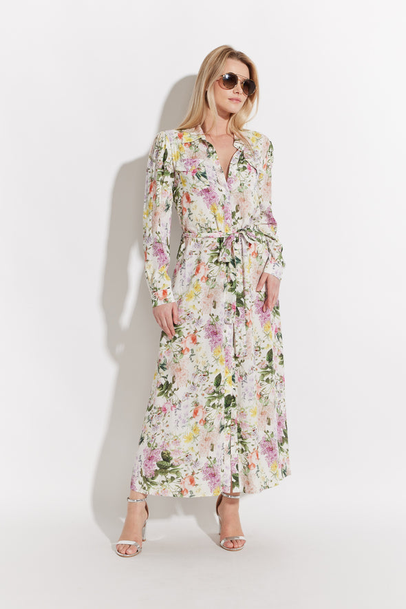 LS Floral Button Front Maxi Dress