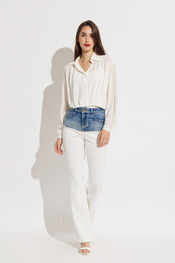 Crop Chiffon Blouse With Tank