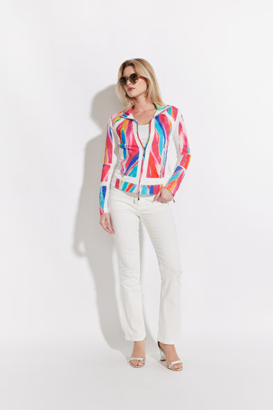 Colorful Pattern Mesh Zip Jacket