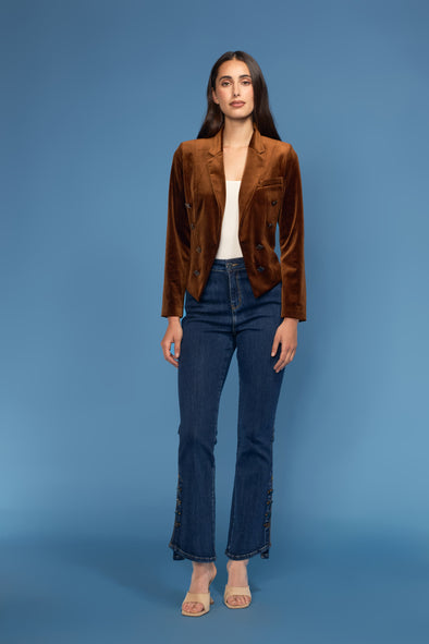 Short Corduroy Jacket with Buttons