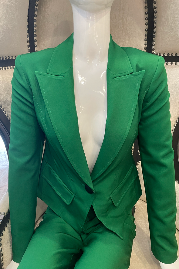 Single Breasted Tailored Short Jacket W Patent Leather Button